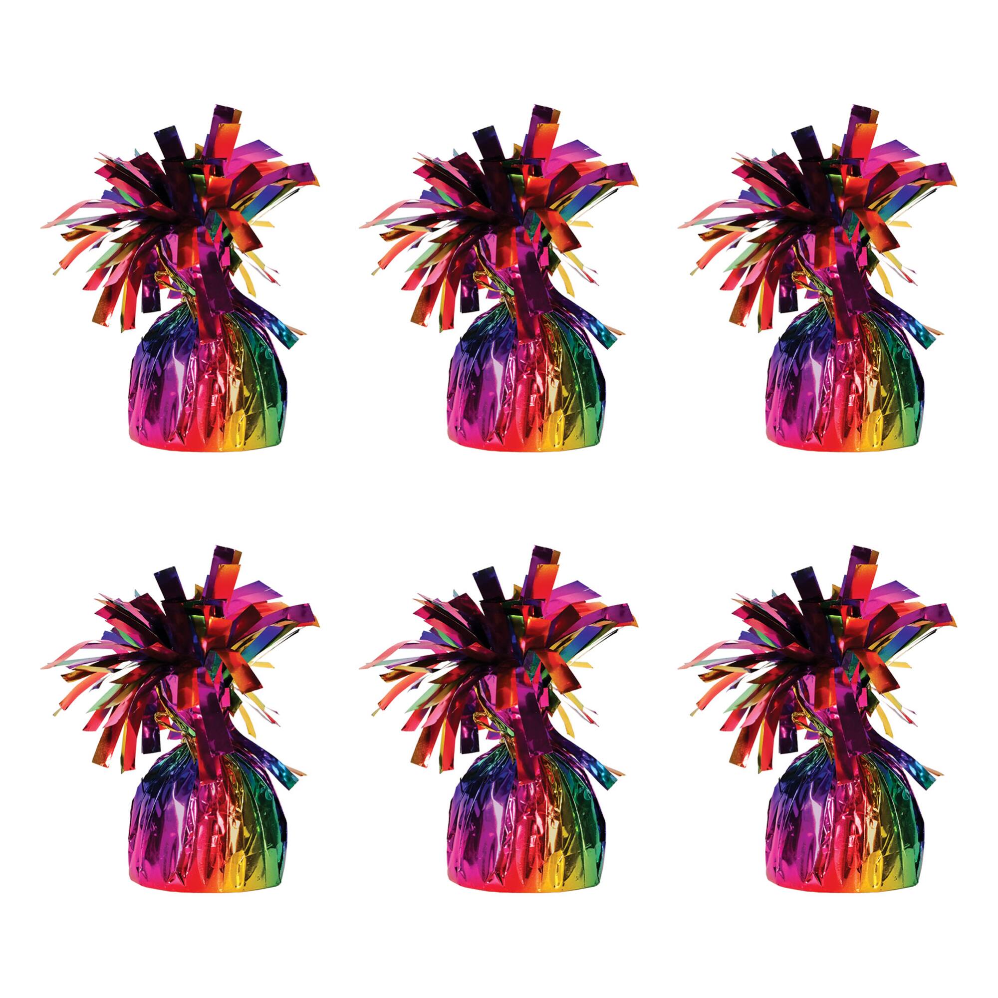 Beistle 6oz. Rainbow Metallic Wrapped Balloon Weights, 6ct.